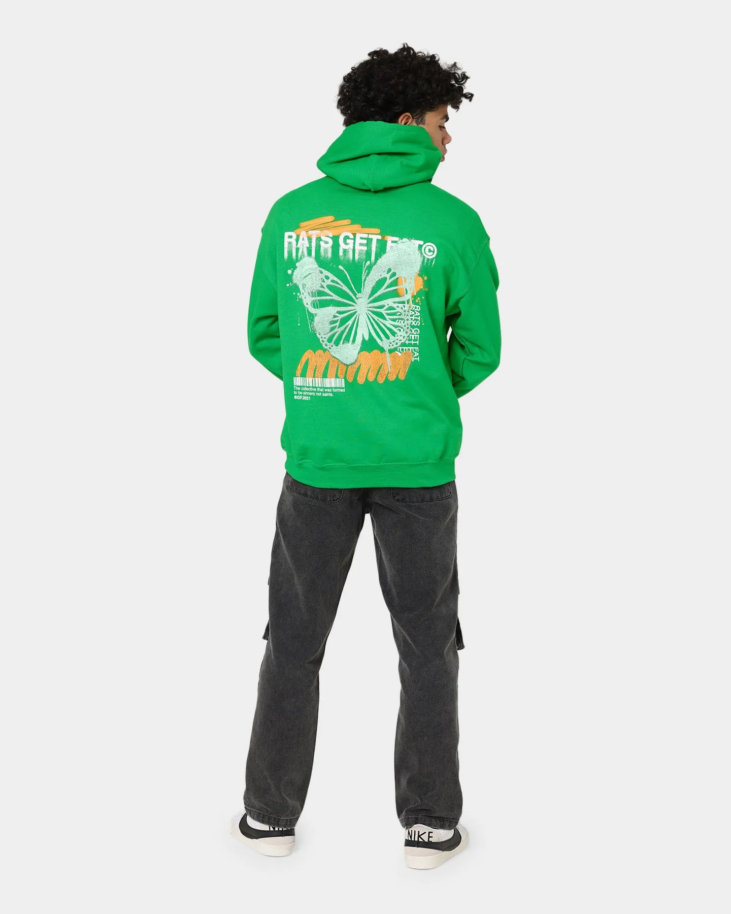 Rats Get Fat Spray Butterfly Hoodie Green Street Comfort