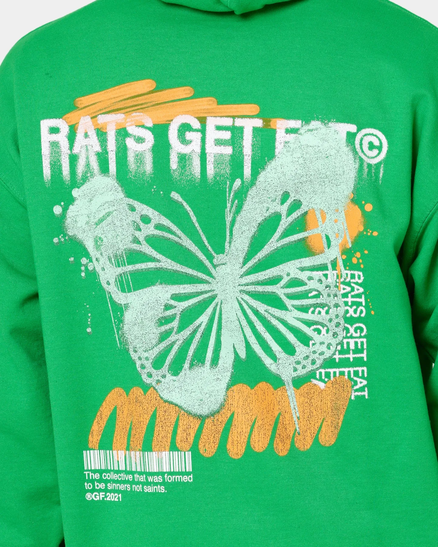 cleaning outfit Classic Style Rats Get Fat Spray Butterfly Hoodie Green