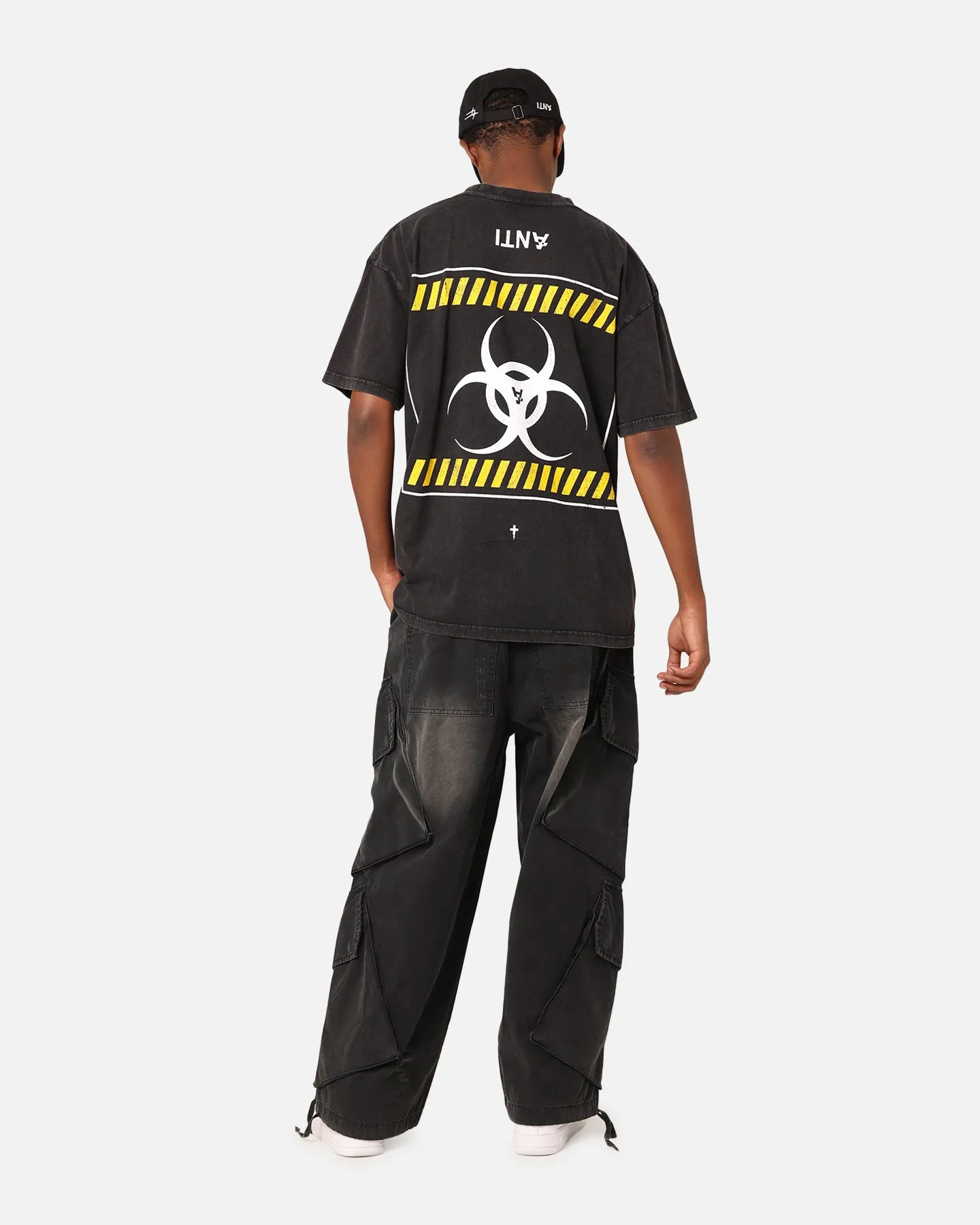 Elegant Detail The Anti Order Anti Nuclear T-Shirt Black Acid Wash