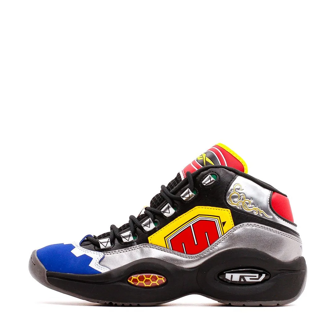 Reebok Classics Basketball Men x Power Rangers Question Mid Allen Iverson Black Silver Red GY0590 Dynamic Heel Counter All Fit Option