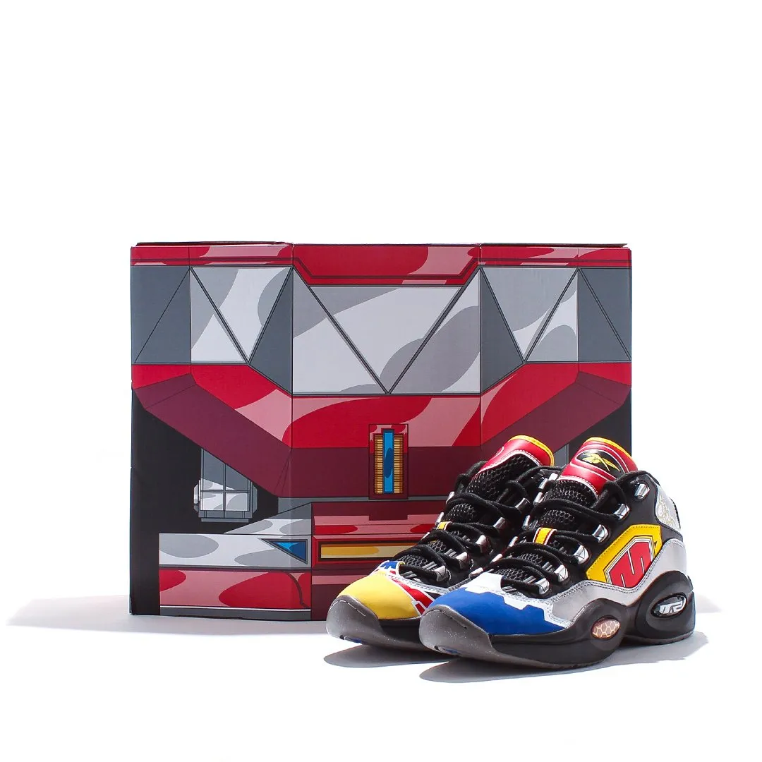 Enhanced Traction Torsional Stability Bridge Reebok Classics Basketball Men x Power Rangers Question Mid Allen Iverson Black Silver Red GY0590
