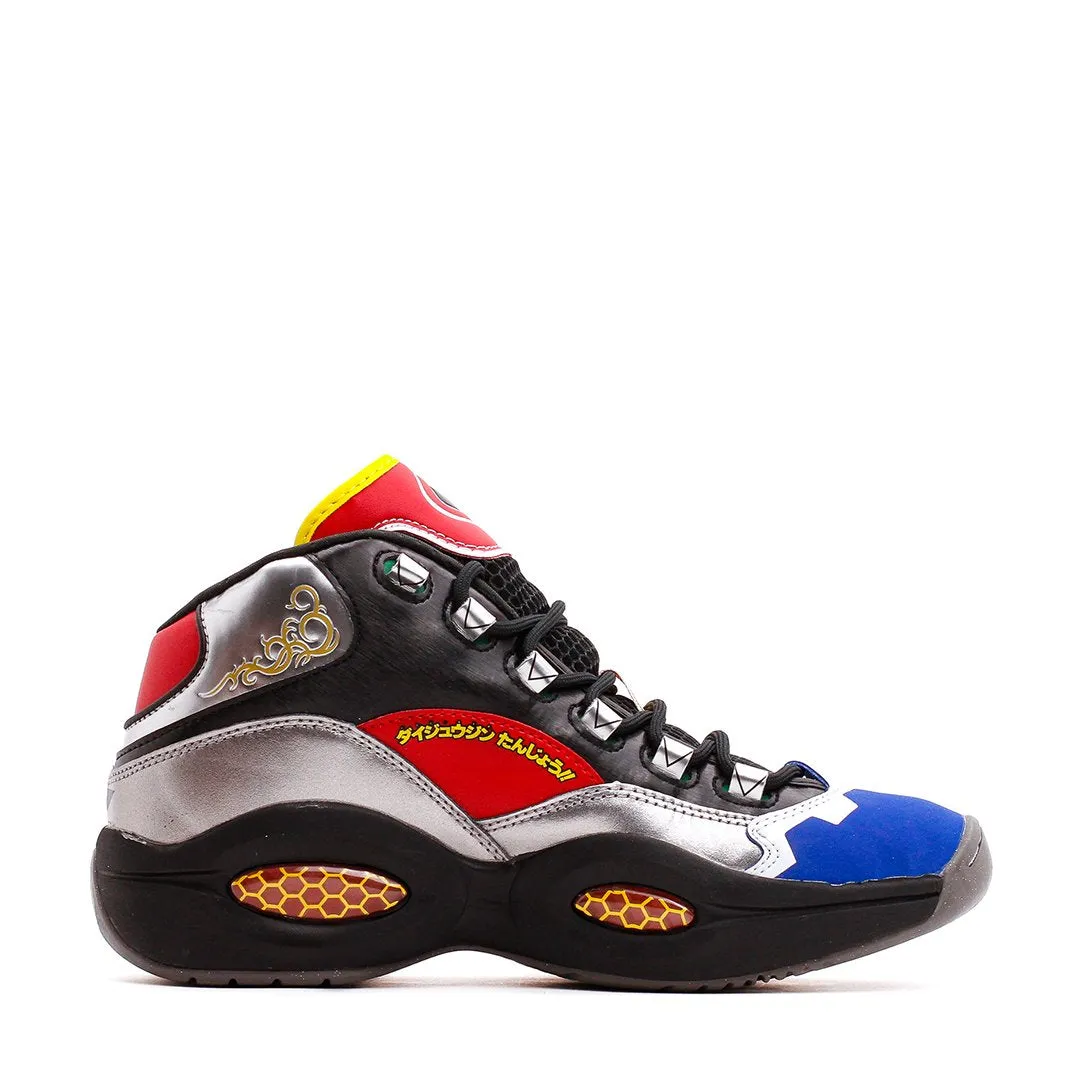 Comfortable Sling Non Slip Outsole Reebok Classics Basketball Men x Power Rangers Question Mid Allen Iverson Black Silver Red GY0590