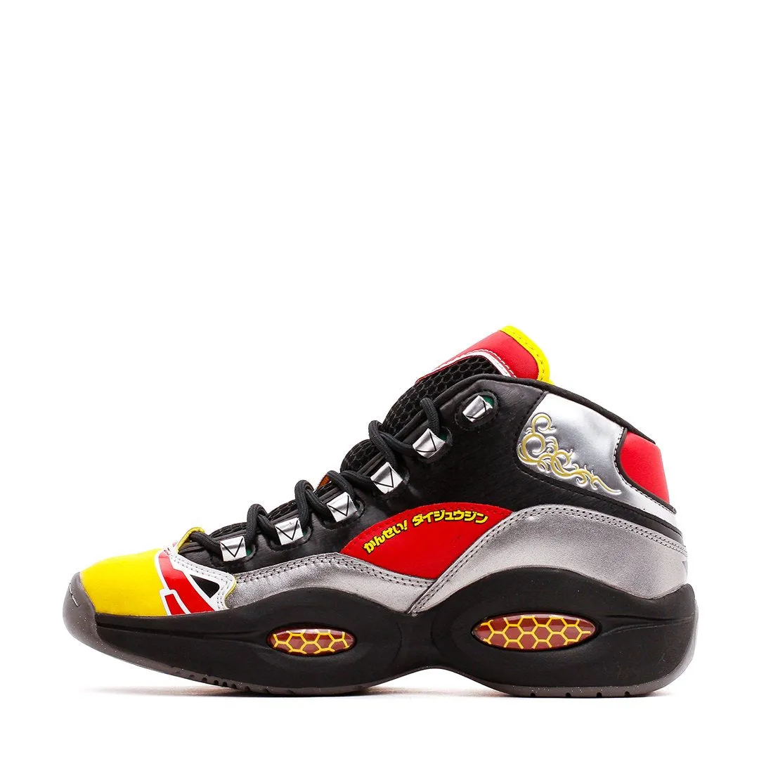 Reebok Classics Basketball Men x Power Rangers Question Mid Allen Iverson Black Silver Red GY0590 Knit Weave Upper