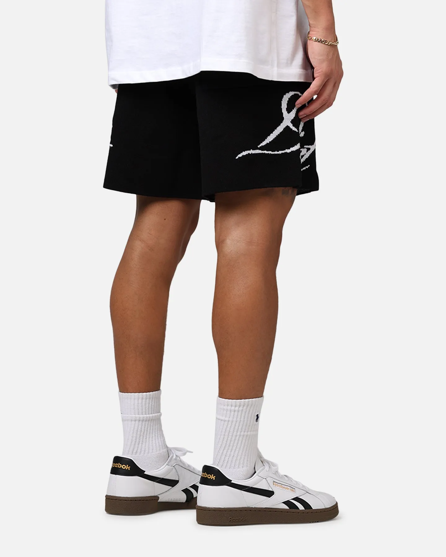 Diet Starts Monday Knitted Script Shorts Black Anorak