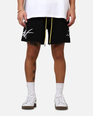 Comfy Waist Diet Starts Monday Knitted Script Shorts Black