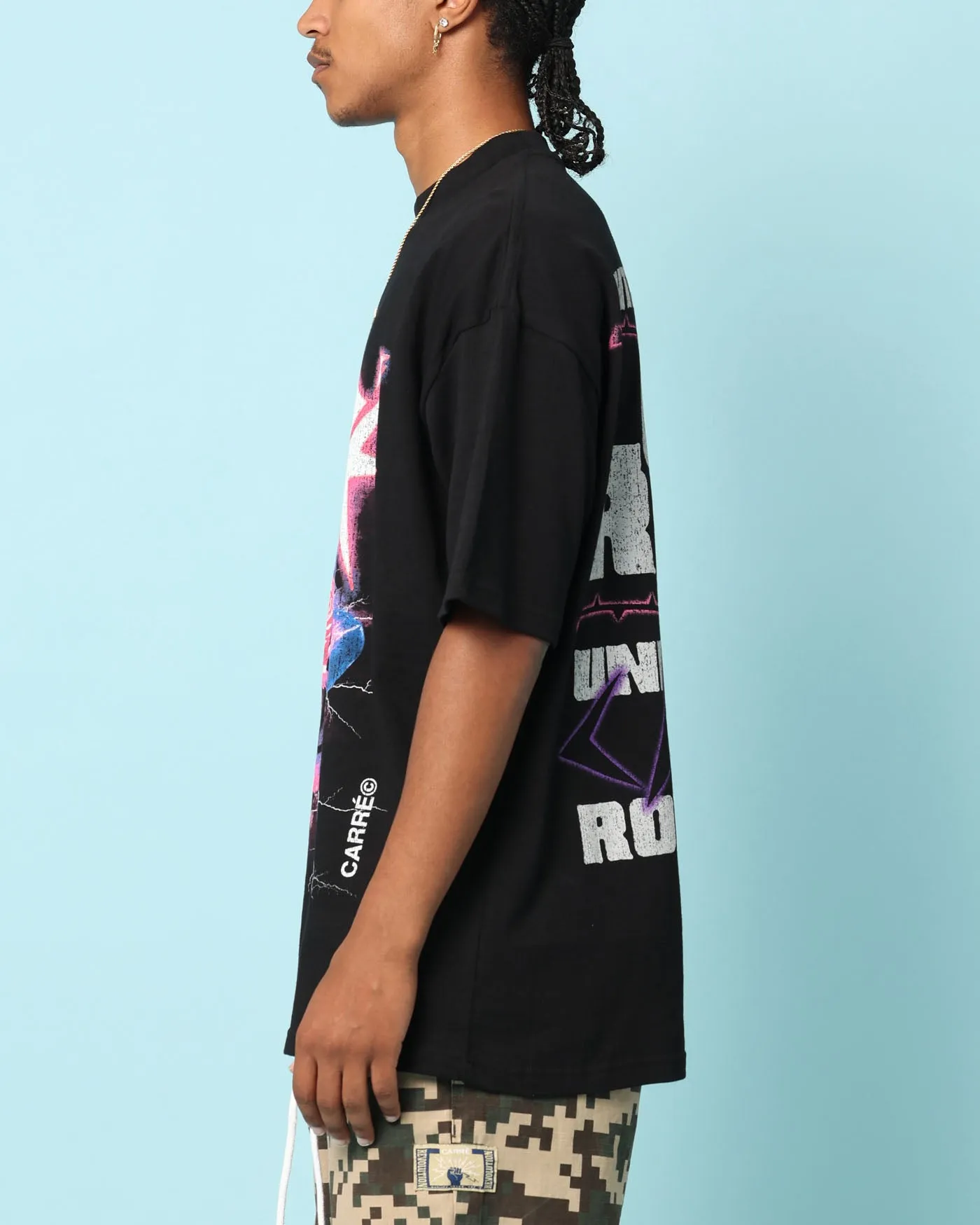 Anti microbial coating Daily Outfit Style Carre Love Rose T-Shirt Black