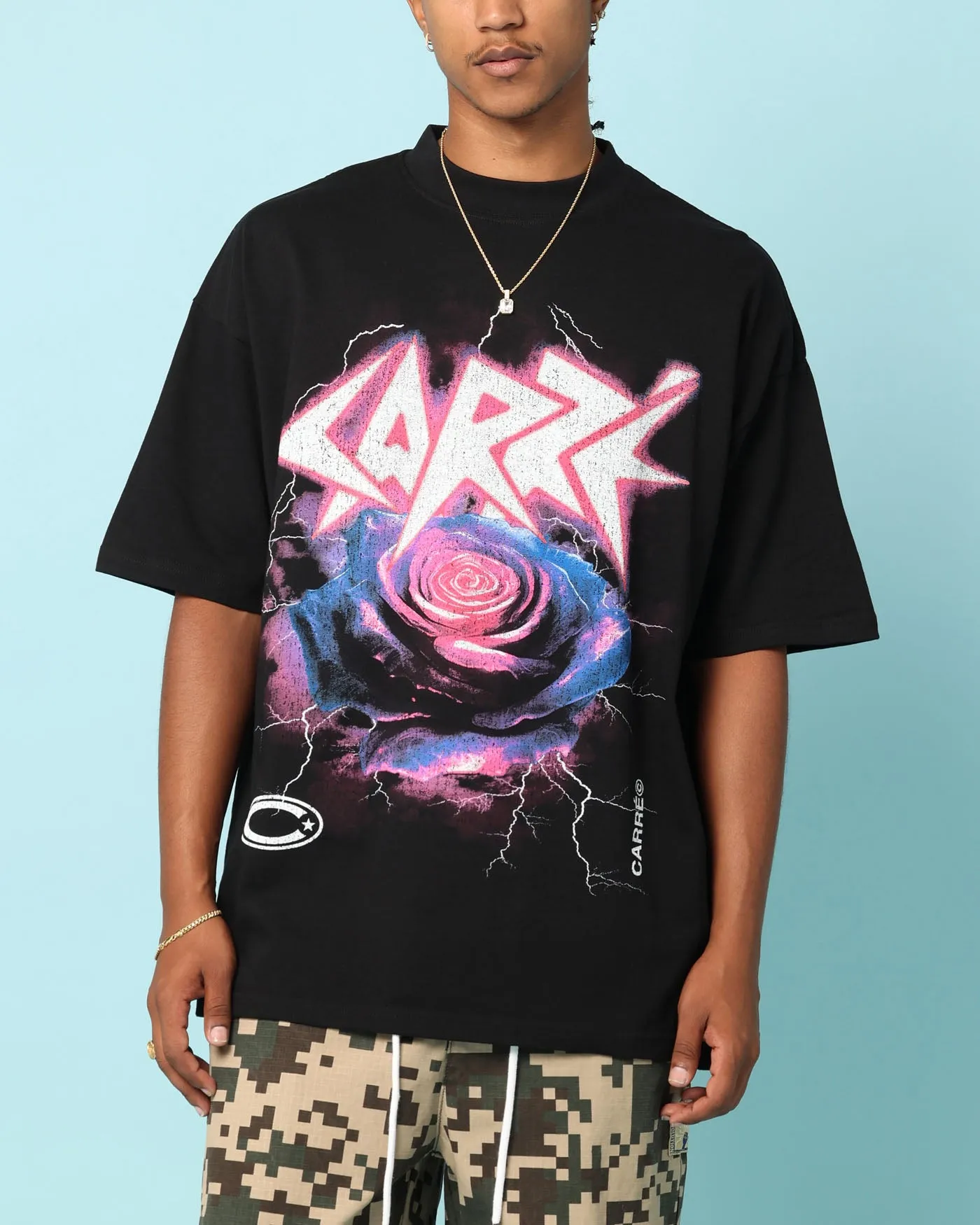Carre Love Rose T-Shirt Black Lightweight Fashion Classic Crew Neck