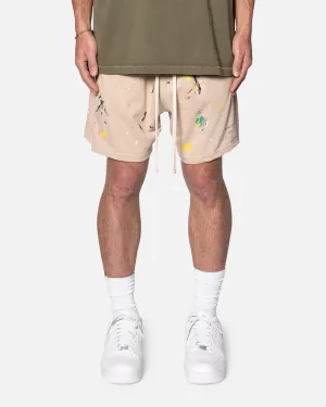 MNML Painter Shorts Off White Relaxed Cut Stretch Waist