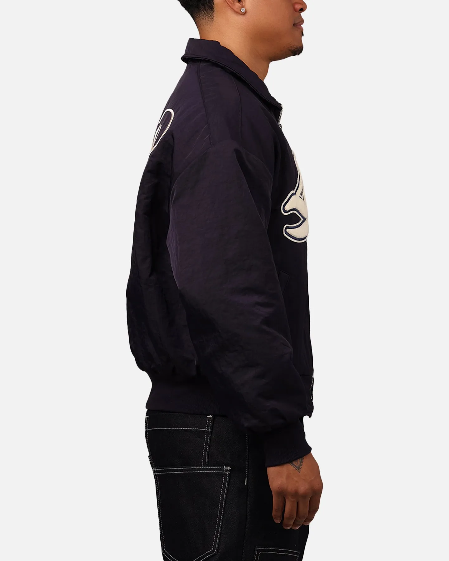 Lightweight Packable Build Loiter Pitch Varsity Jacket Navy