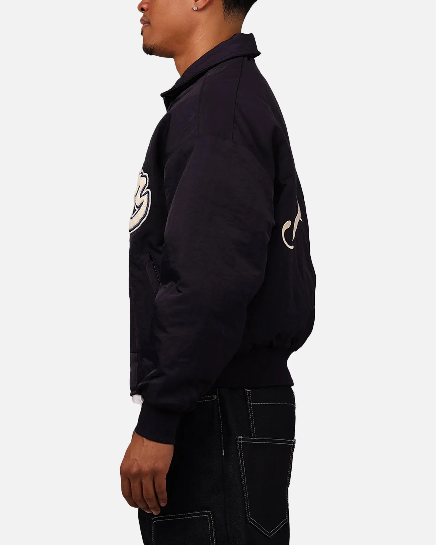 Loiter Pitch Varsity Jacket Navy leggings Bonded Seam Technology