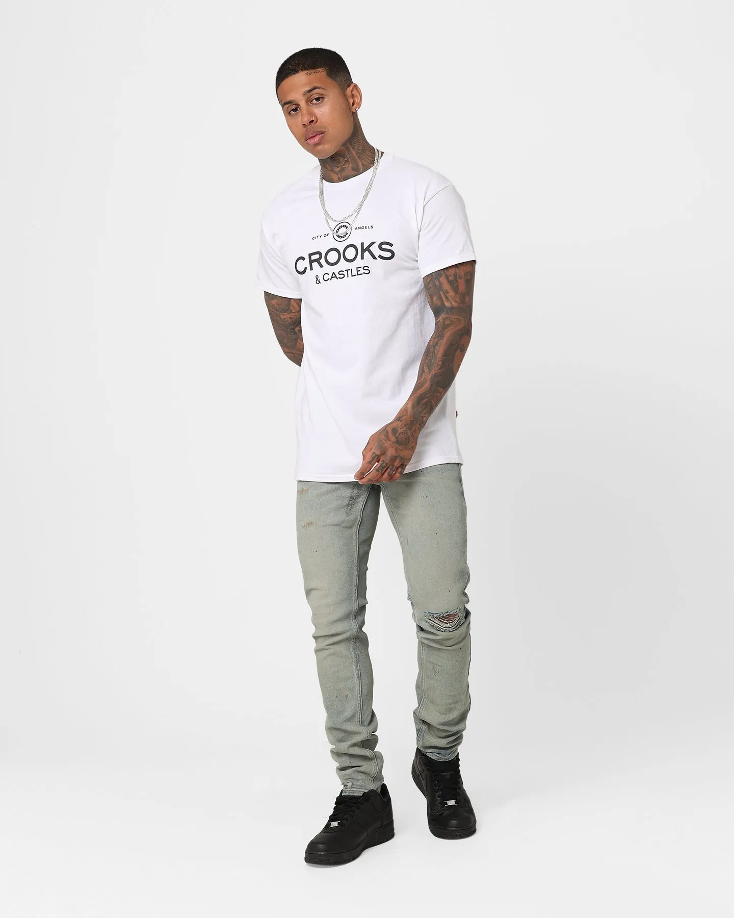 Crooks & Castles City Of Chains T-Shirt White Light and Comfortable