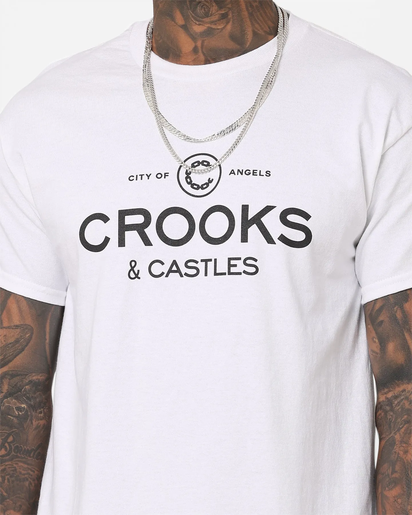 Crooks & Castles City Of Chains T-Shirt White Fresh Outfit Style Eco Friendly Dyes