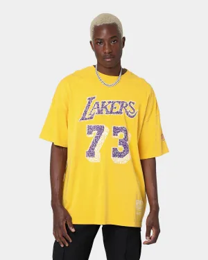 Mitchell & Ness Los Angeles Lakers Dennis Rodman #34 N&N Oversized T-Shirt Faded Yellow Casual Fashion Comfortable and stylish
