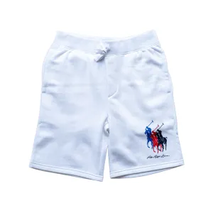Relaxation Wear Polo Ralph Lauren 8.5-Inch Triple Logo Fleece Short (White)