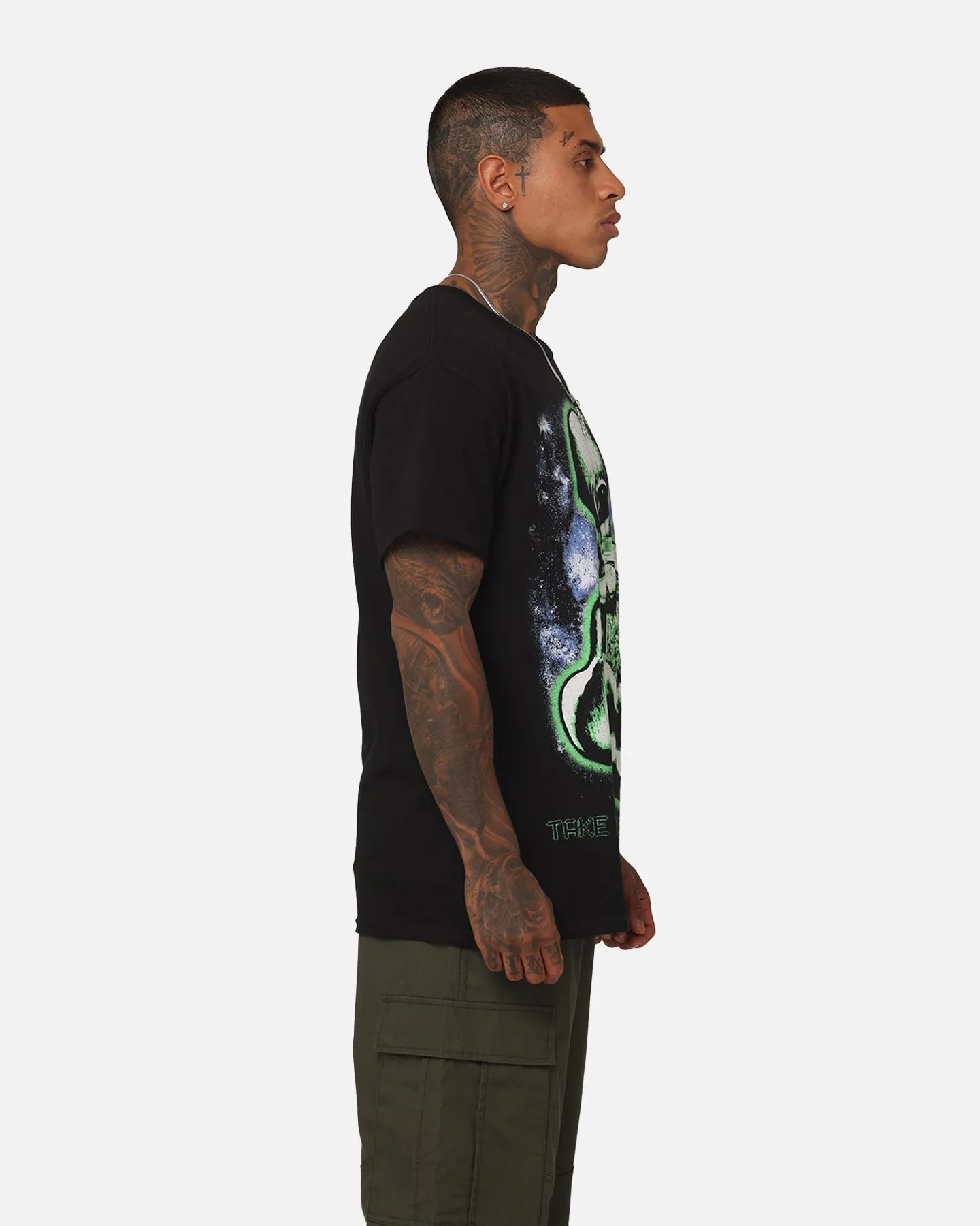 Relaxing Day Basic Layer Goat Crew 420 Alien T-Shirt Black