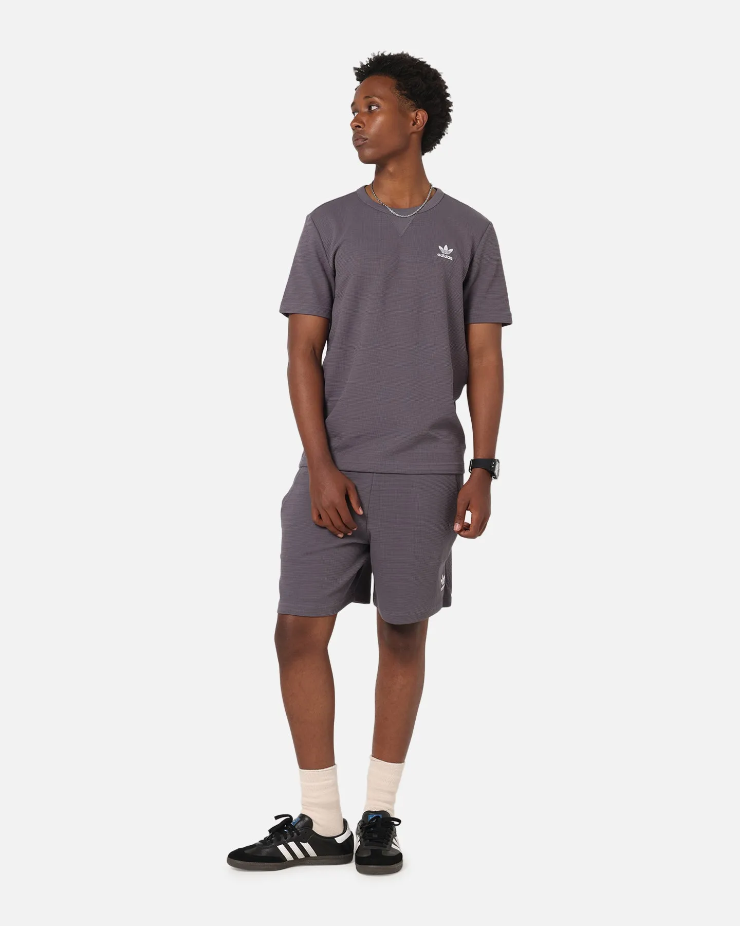 Airy Design Adidas Trefoil Essentials Waffle Shorts Grey Strata