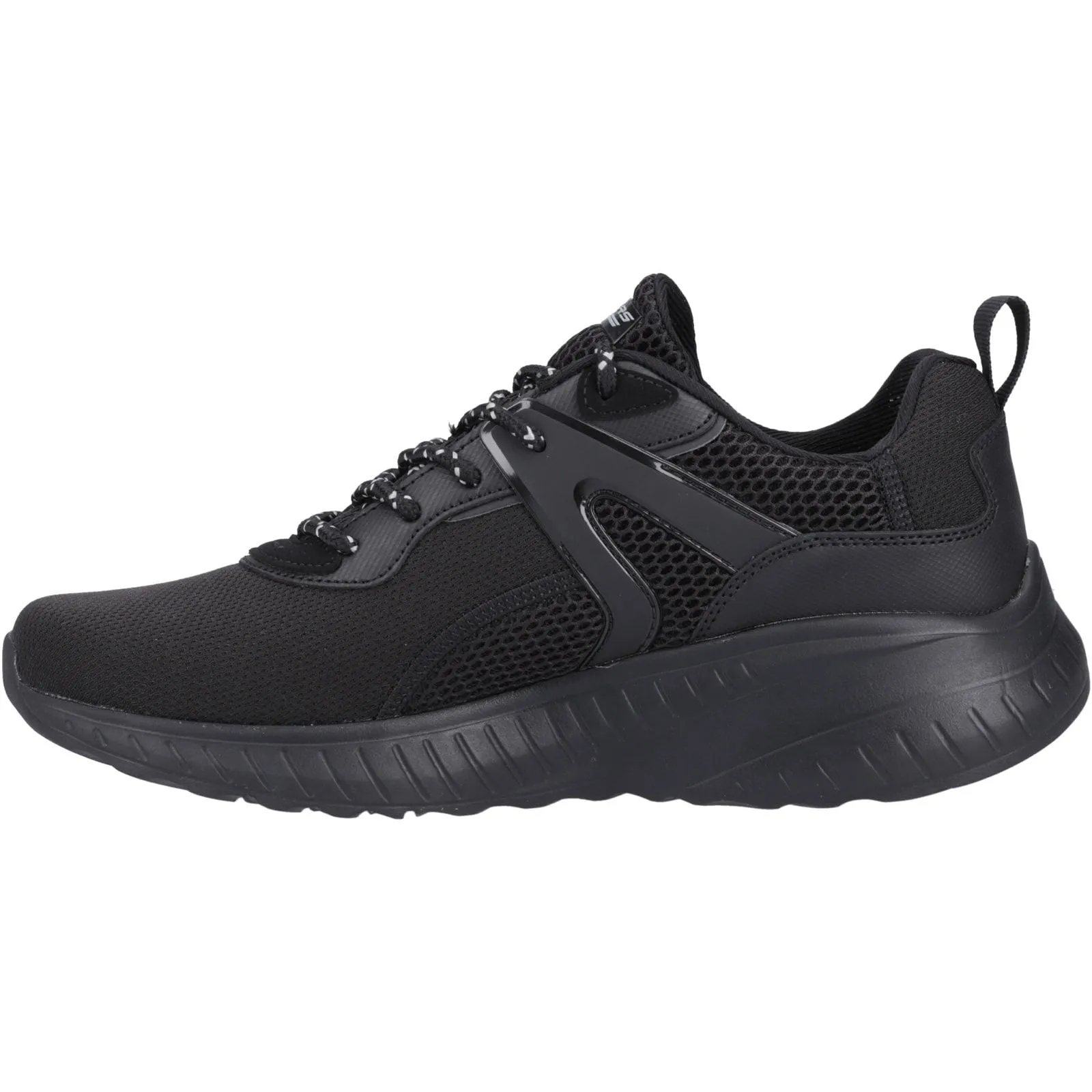 Non Slip Office Workers Durable Build Trail Running Skechers Mens Bobs Squad Chaos Elevated Drift Trainers Black