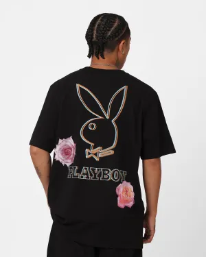 Playboy Floral Bunny Trip Short Sleeve T-Shirt Black adults'