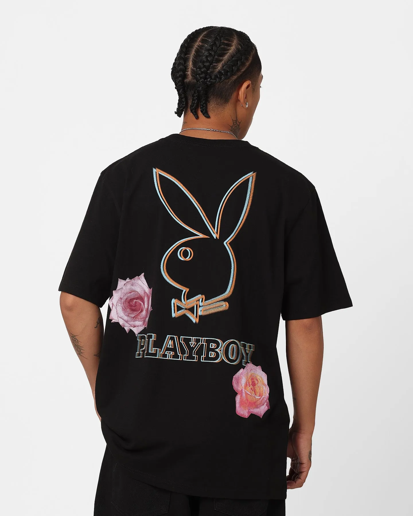 Playboy Floral Bunny Trip Short Sleeve T-Shirt Black adults'