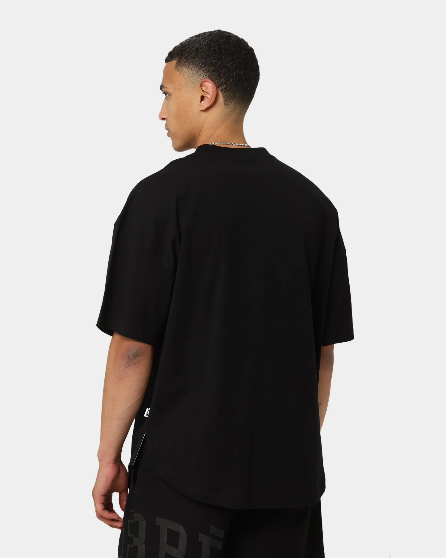 Summer Comfort Tubular Knit Structure Carr?? Grid Iron Oversized T-Shirt Black