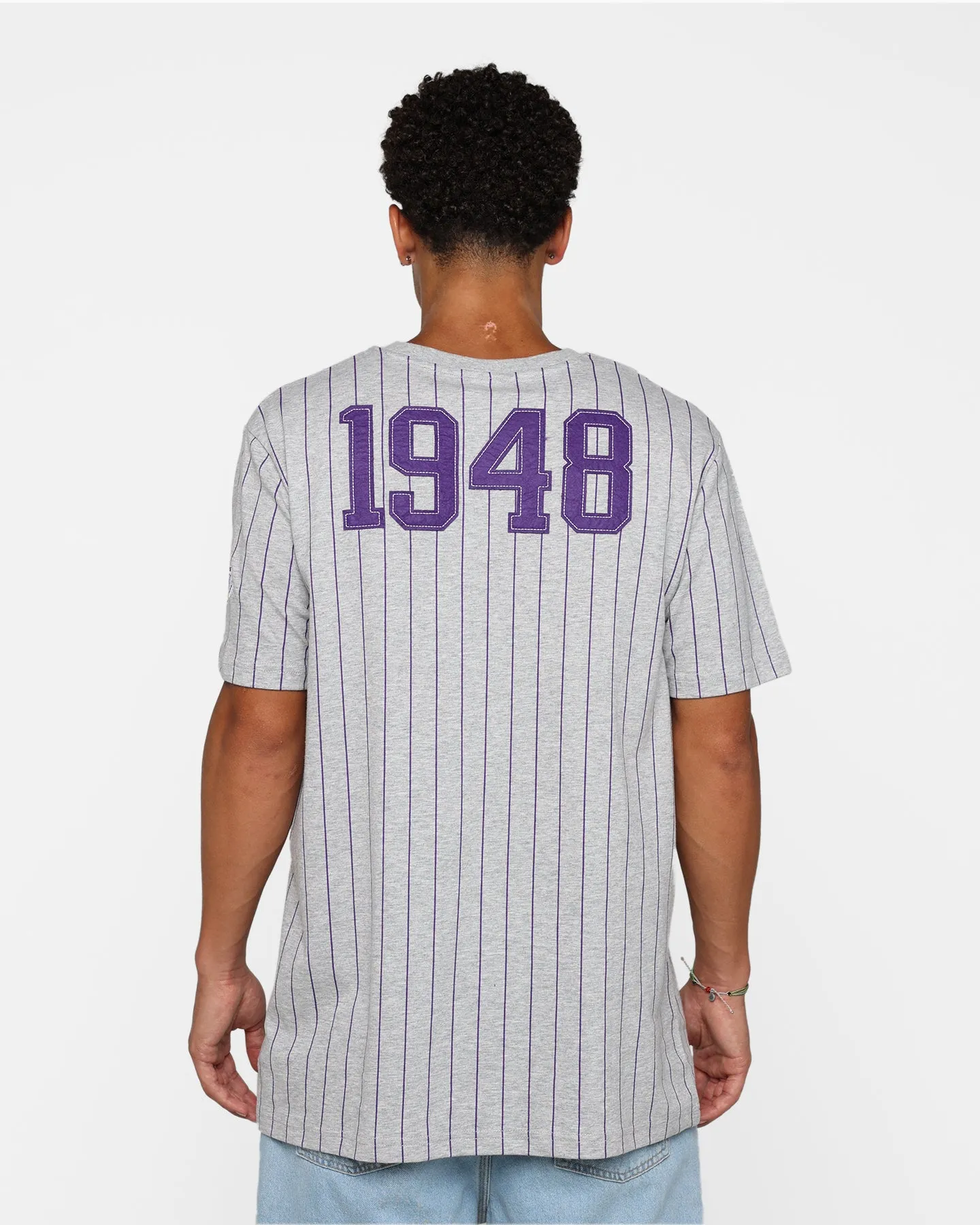 Bohemian Wool combination New Era Los Angeles Lakers Pinstripe T-Shirt Grey