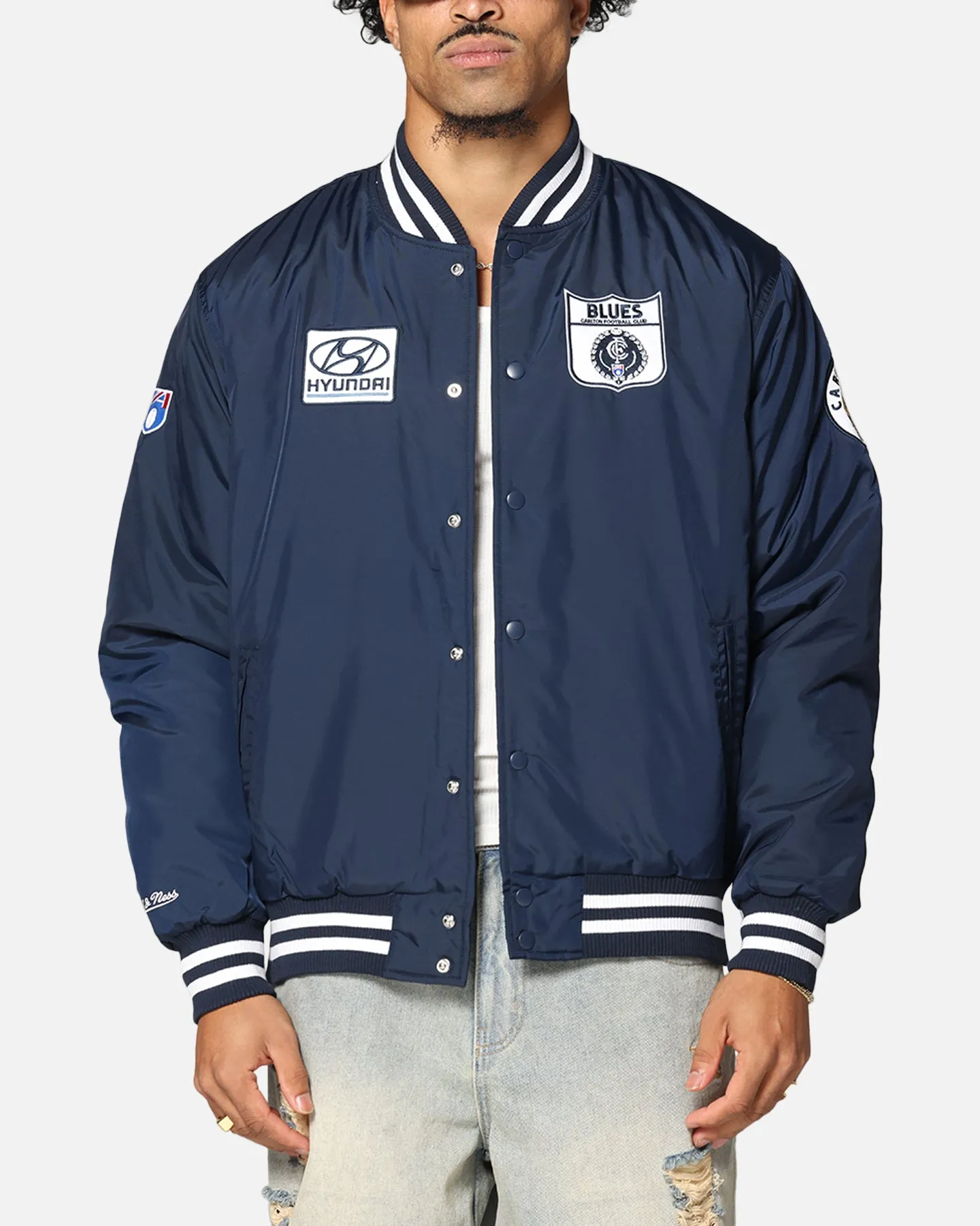 Moisture Wicking Lining Mitchell & Ness Carlton Blues Team Bomber Jacket Navy