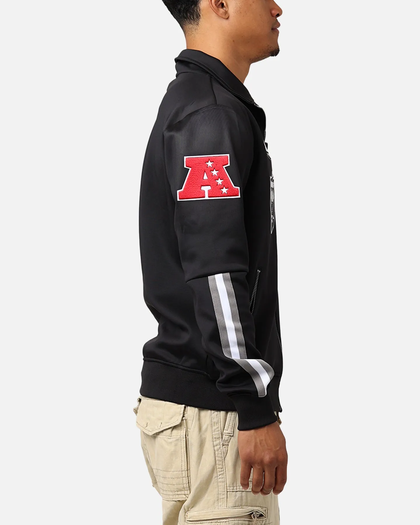Pro Standard Las Vegas Raiders Fast Lane Track Jacket Black ConvertibleCollar Glamour