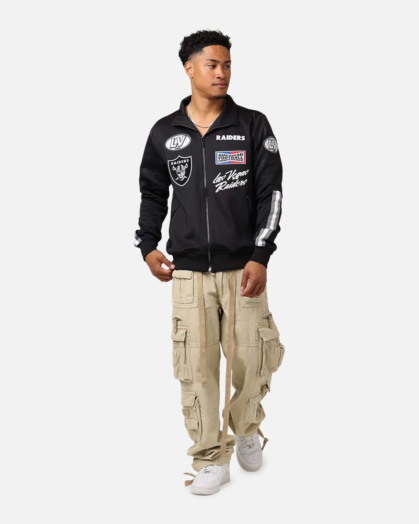 Pro Standard Las Vegas Raiders Fast Lane Track Jacket Black Double layer fabric