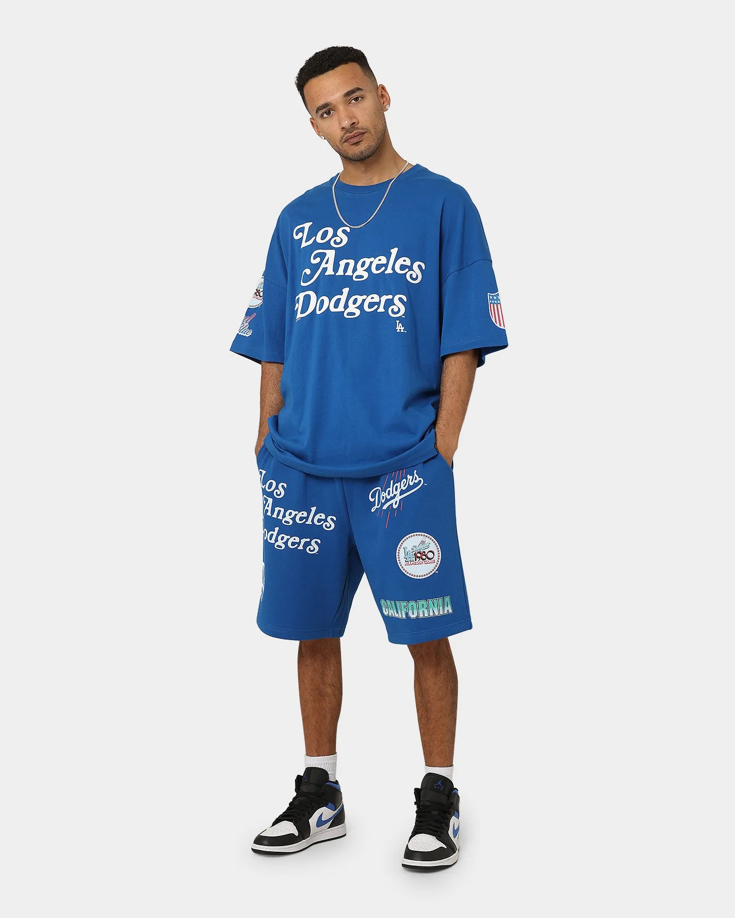 Majestic Athletic Los Angeles Dodgers Puff Print Patch Oversized T-Shirt Royal Comfy Wardrobe
