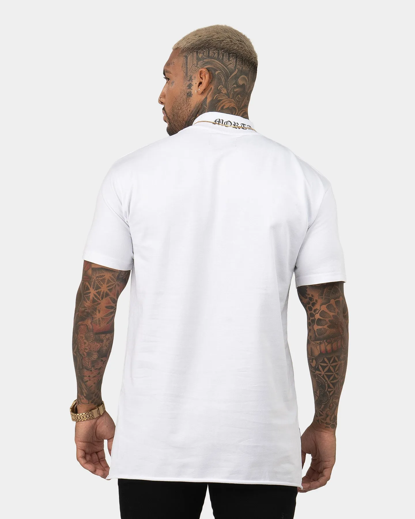 Saint Morta Old English Mock Neck T-Shirt White/Black discount offer Seasonal Smart