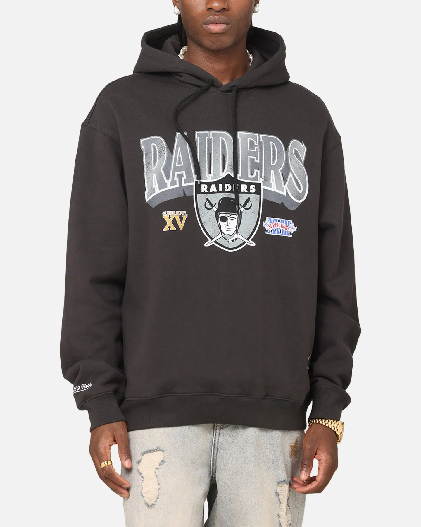 College Wear Mitchell & Ness Las Vegas Raiders Arch Hoodie Faded Black