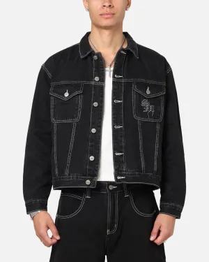 Weather Ready Saint Morta Fray Trucker Denim Jacket Contrast Black