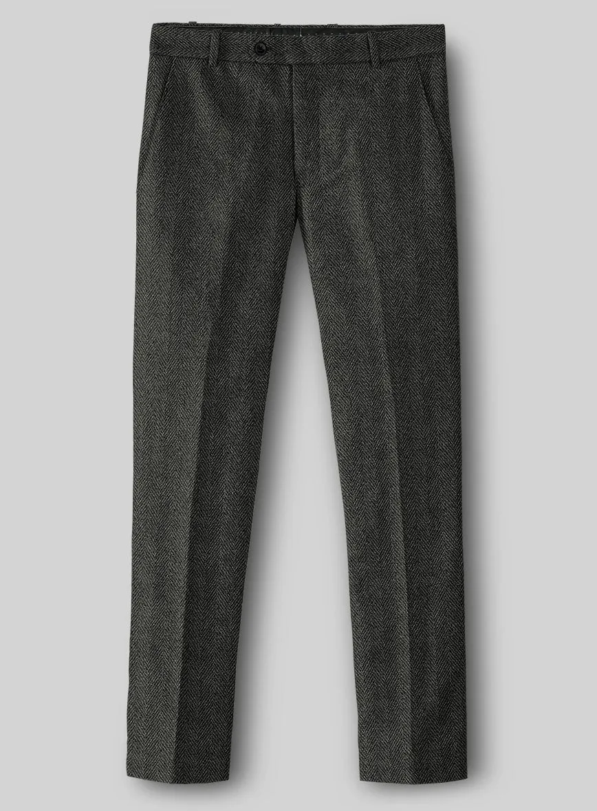 Timeless Design Wear Highlander Charcoal Herringbone Tweed Pants