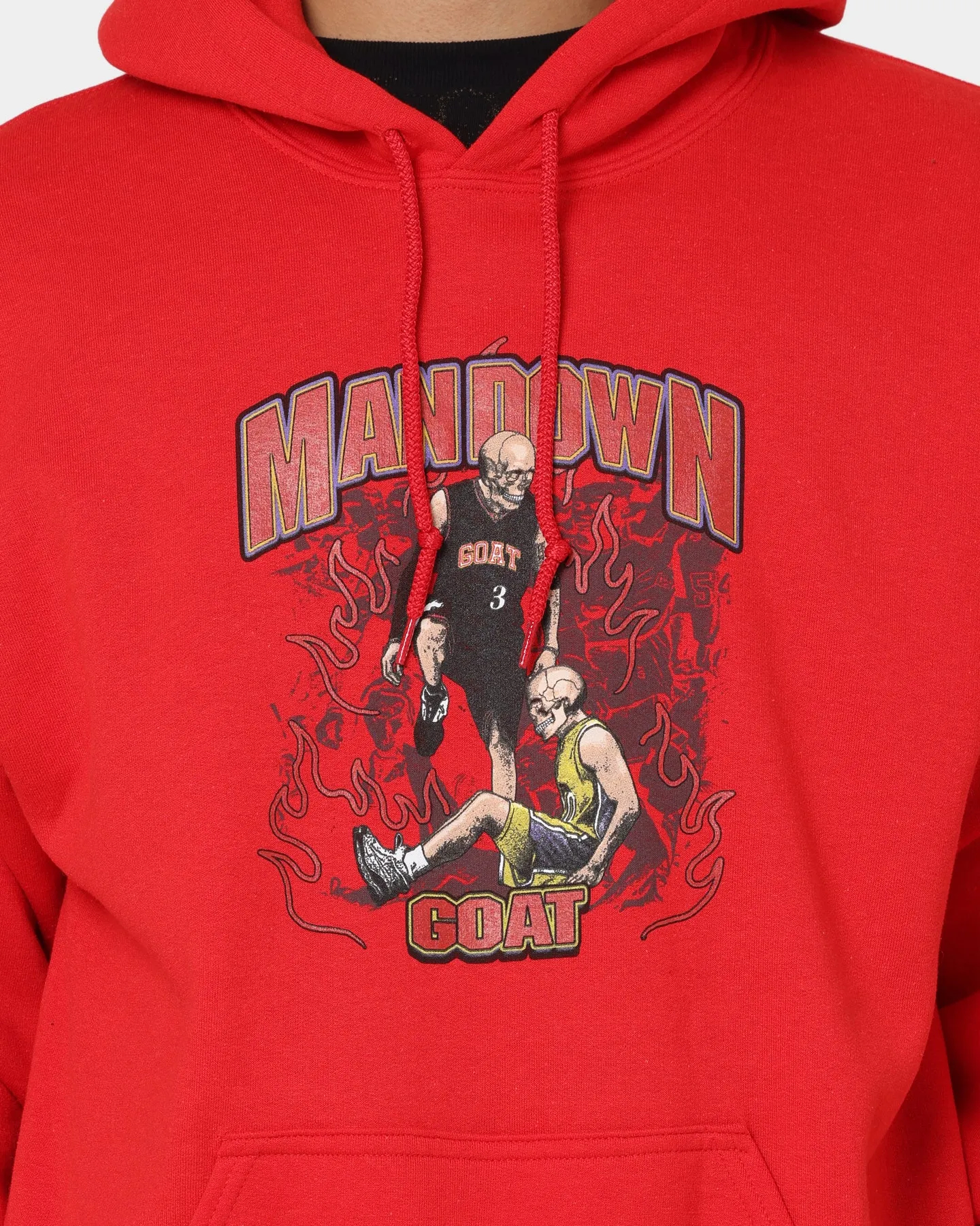 Everyday Comfort Organic Cotton Blend Goat Crew Man Down Hoodie Red