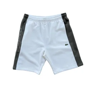 Lacoste Colorblock Fleece Shorts (White/Olive) Thermal Insulation Layer Smile Glow