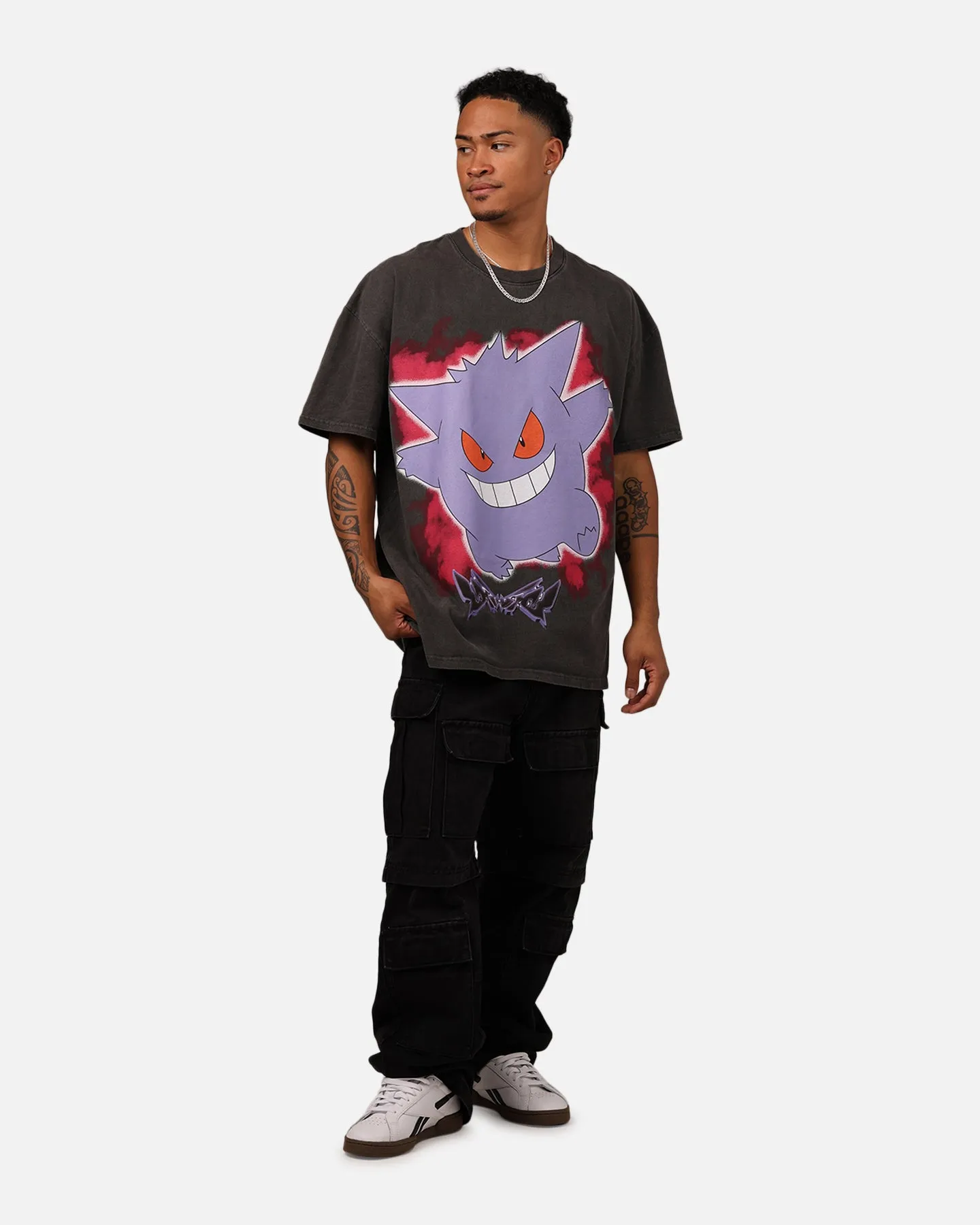 Pok??mon By Loiter Gengar Heavyweight T-Shirt Black Wash Ultra Soft Texture Fun and Comfortable