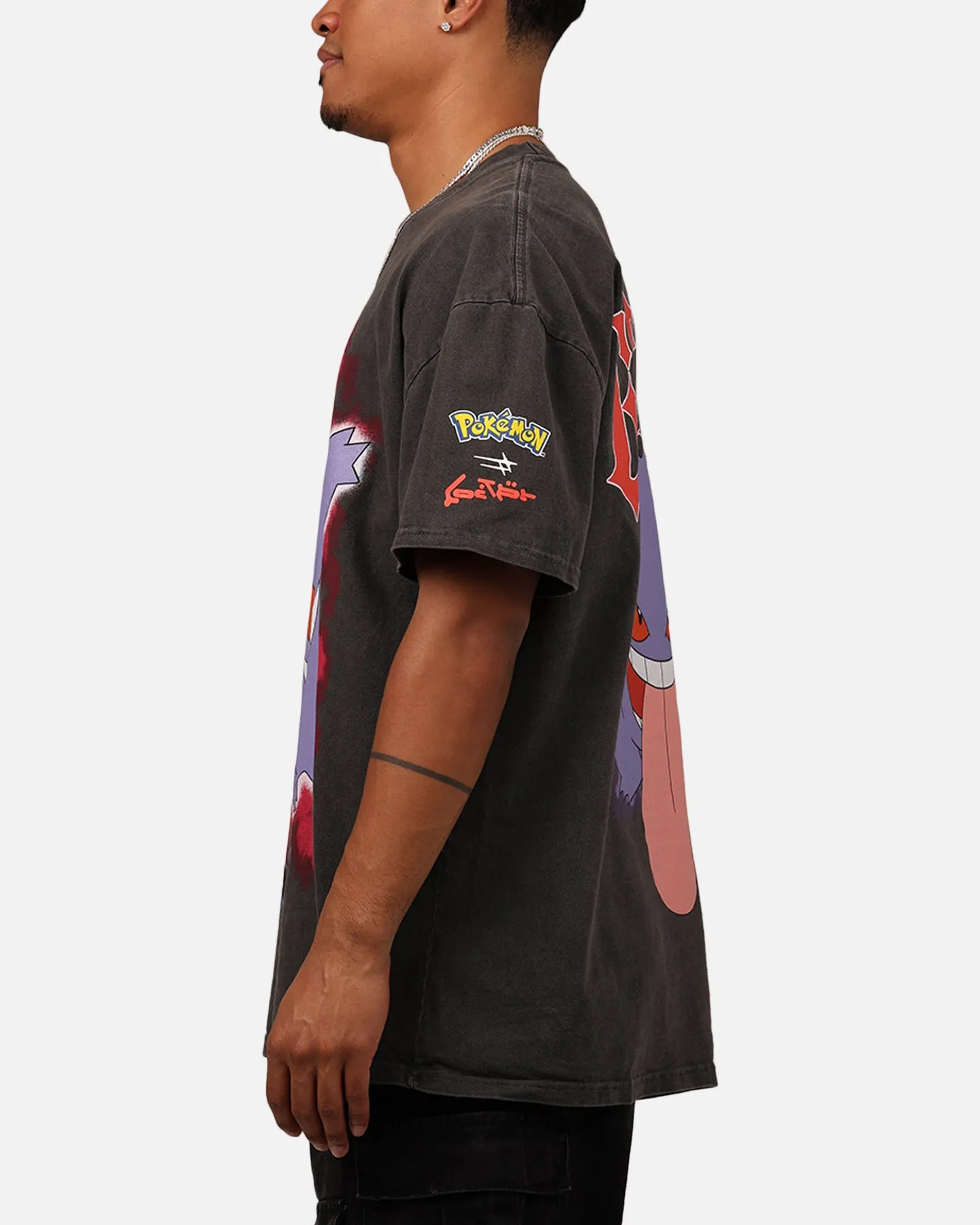 Pok??mon By Loiter Gengar Heavyweight T-Shirt Black Wash Antibacterial Treatment Smart Casual Look