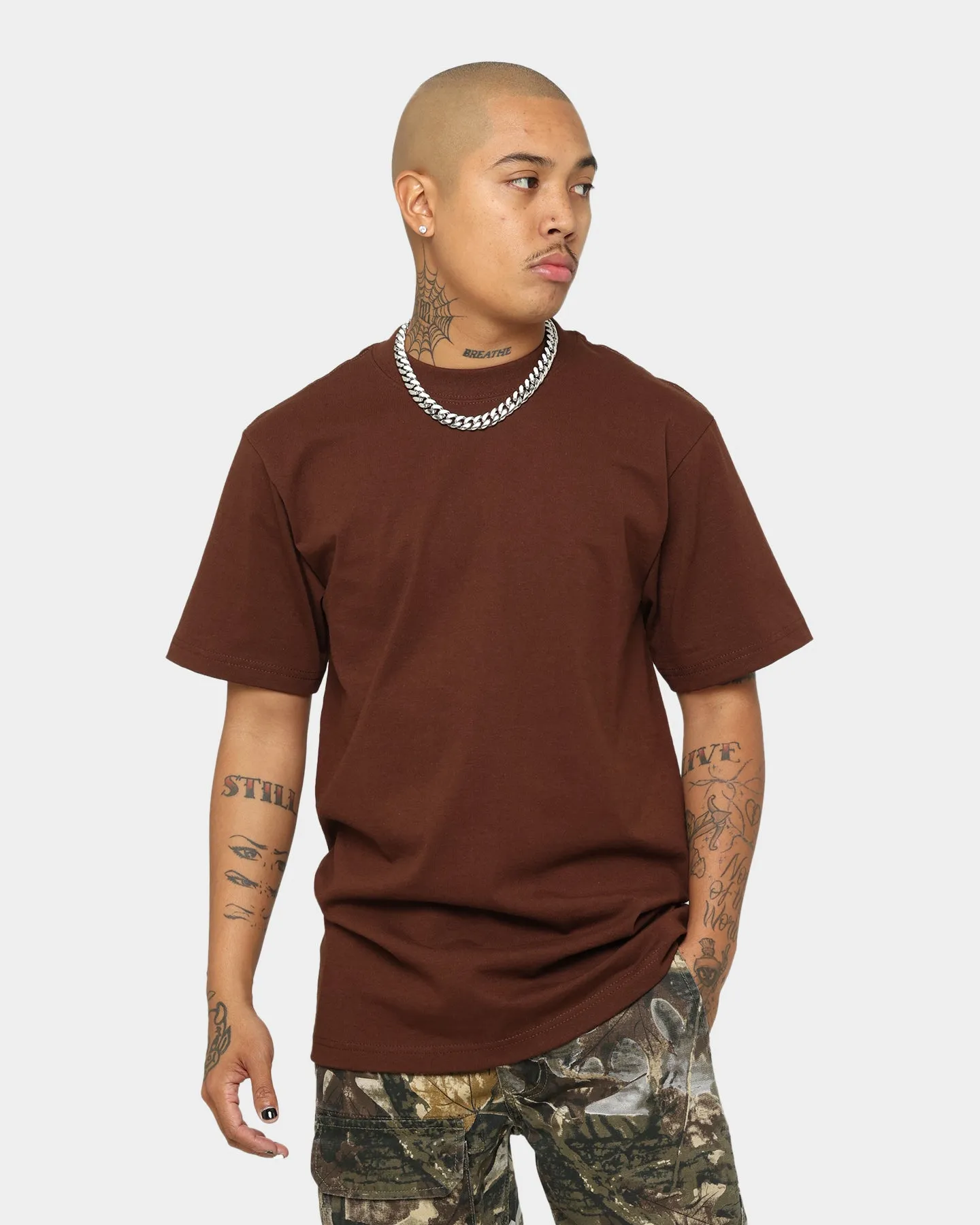 Non Iron Fabric Minimalist Design Shaka Wear Max Heavyweight Short Sleeve T-Shirt Brown