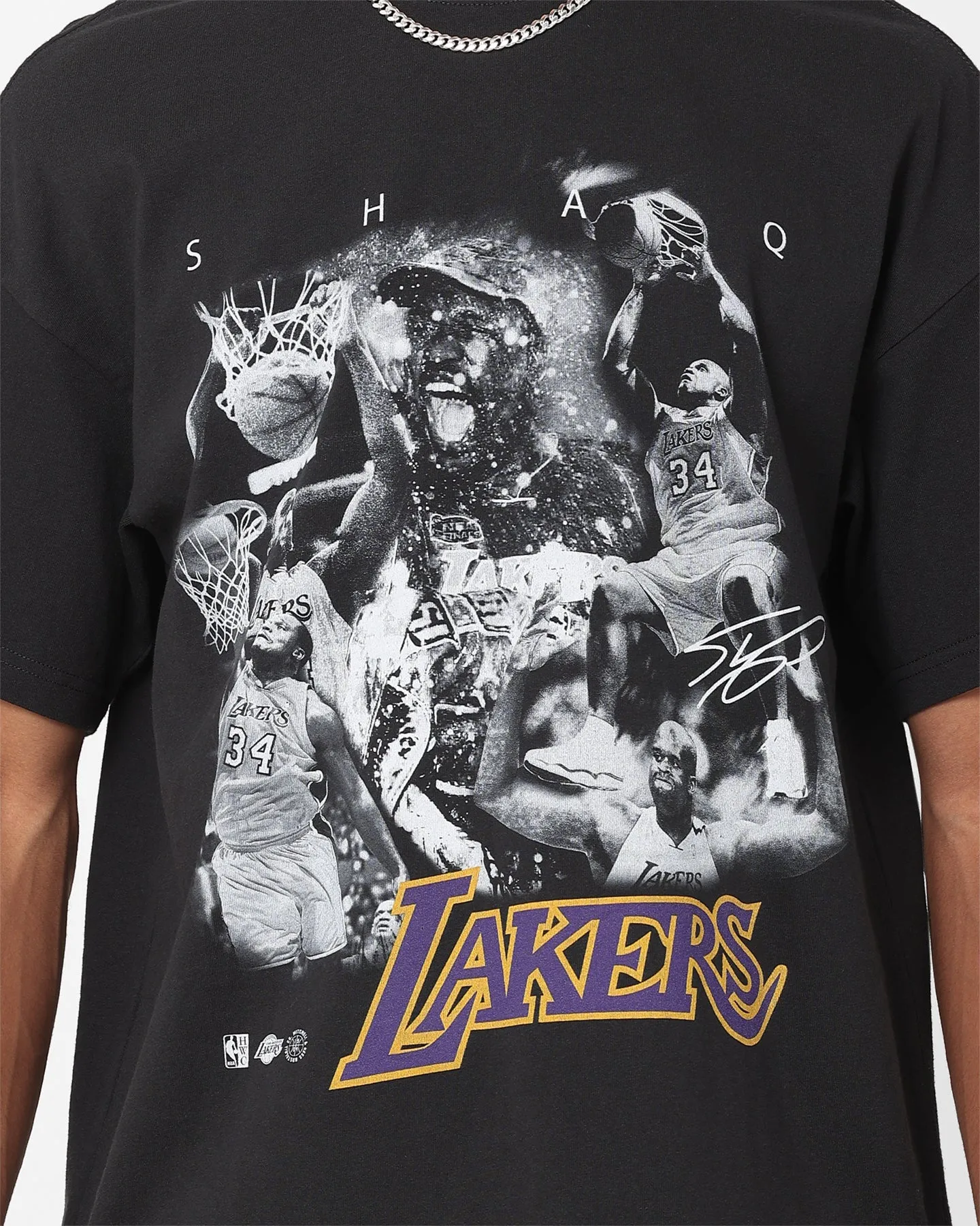 Workout Mitchell & Ness Los Angeles Lakers Shaquille O'Neal Player Photo T-Shirt Faded Black