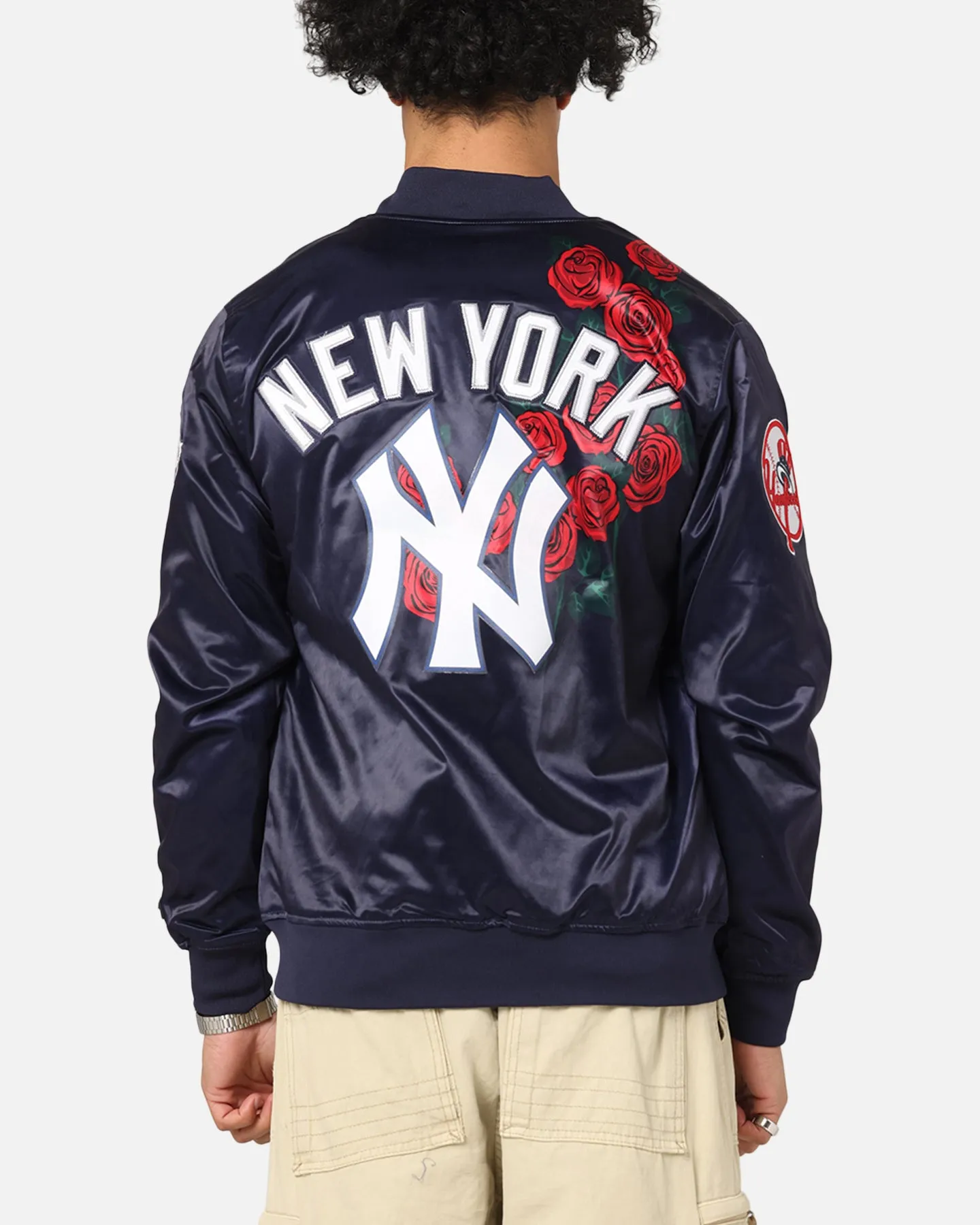 BreathableTechnology group outing Pro Standard New York Yankees Roses Satin Jacket Navy