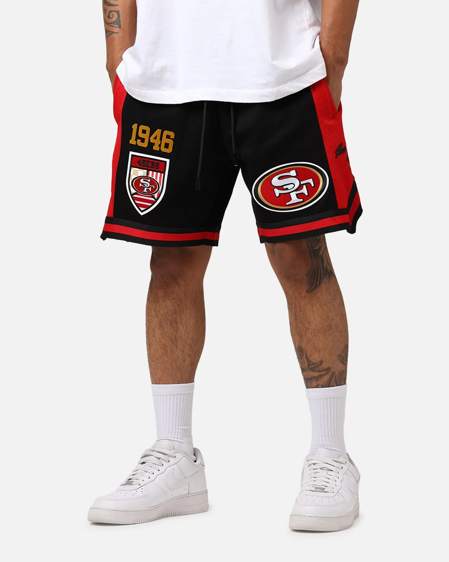 Pro Standard San Francisco 49ers Fast Lane 2.0 Shorts Black/Red Ventilated Mesh Panels