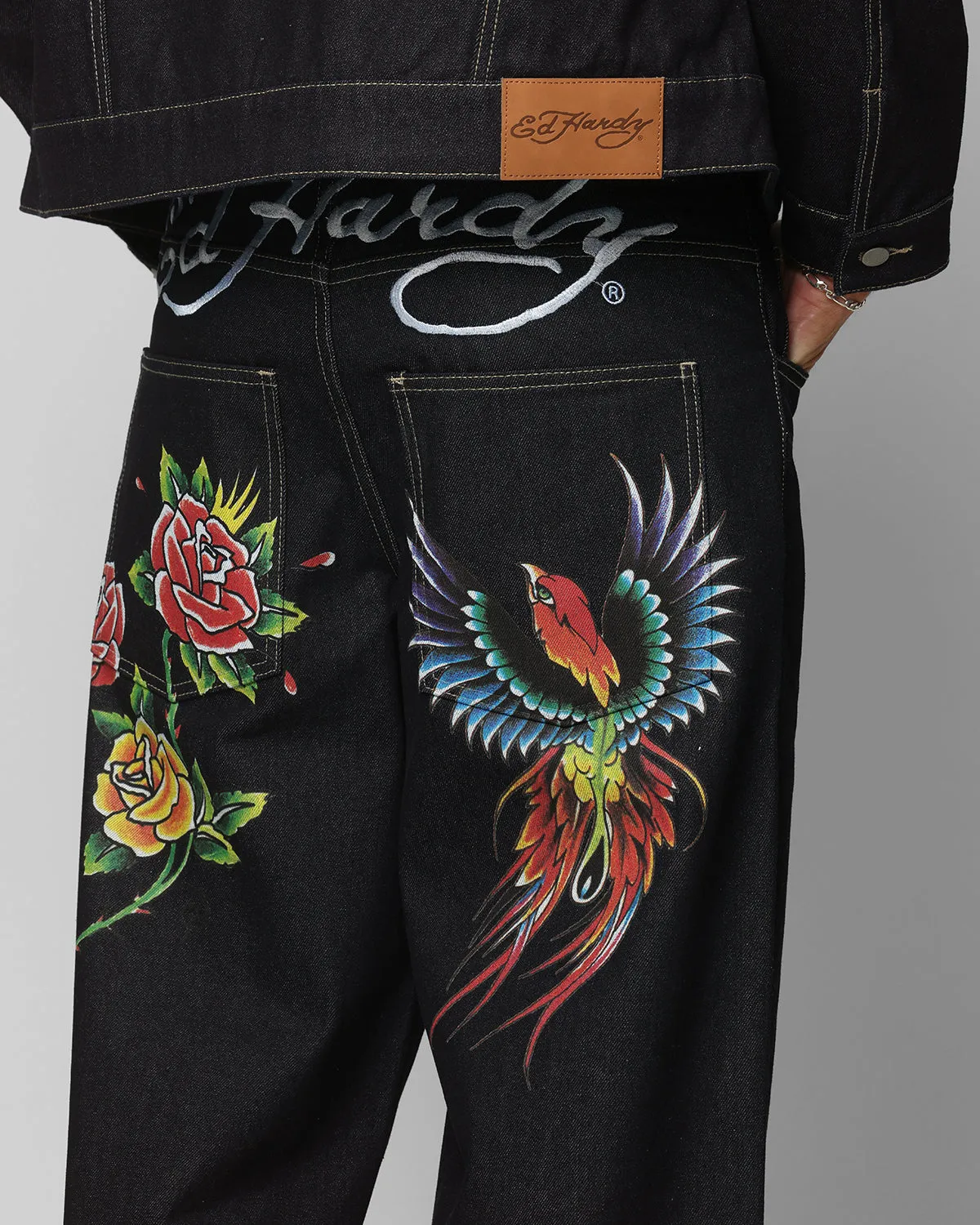 Versatile Waist Timeless Fit Ed Hardy Denim Jeans Raw Indigo