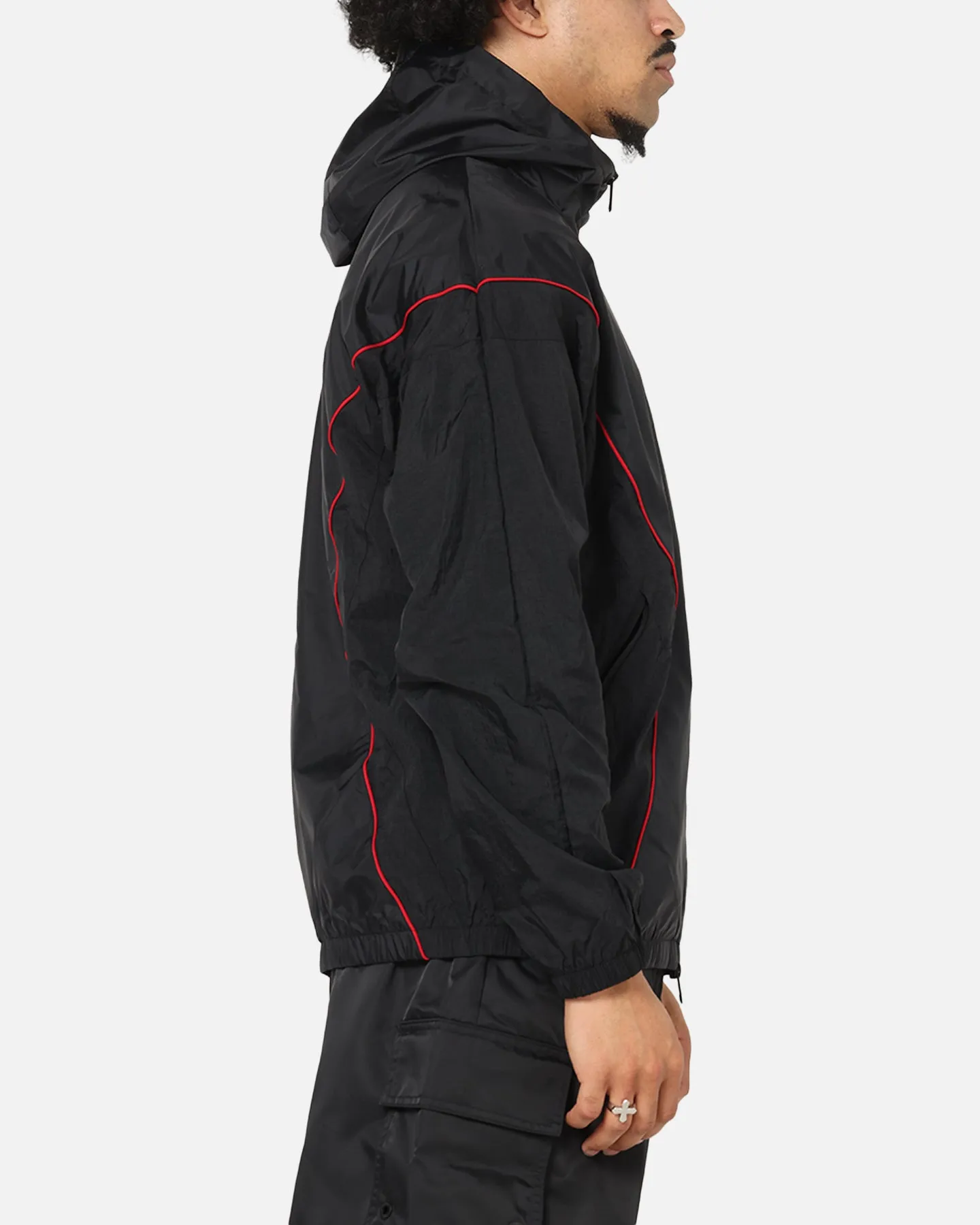 Jordan Brooklyn Draft Jacket Black/Black/Red Double Stitched Construction Impact