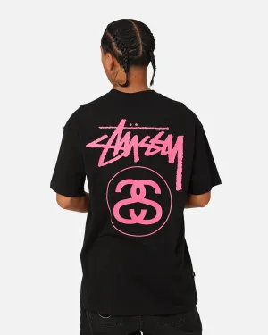 Non Irritating Tags Casual Chic Look Stussy SS Link T-Shirt Black/Pink