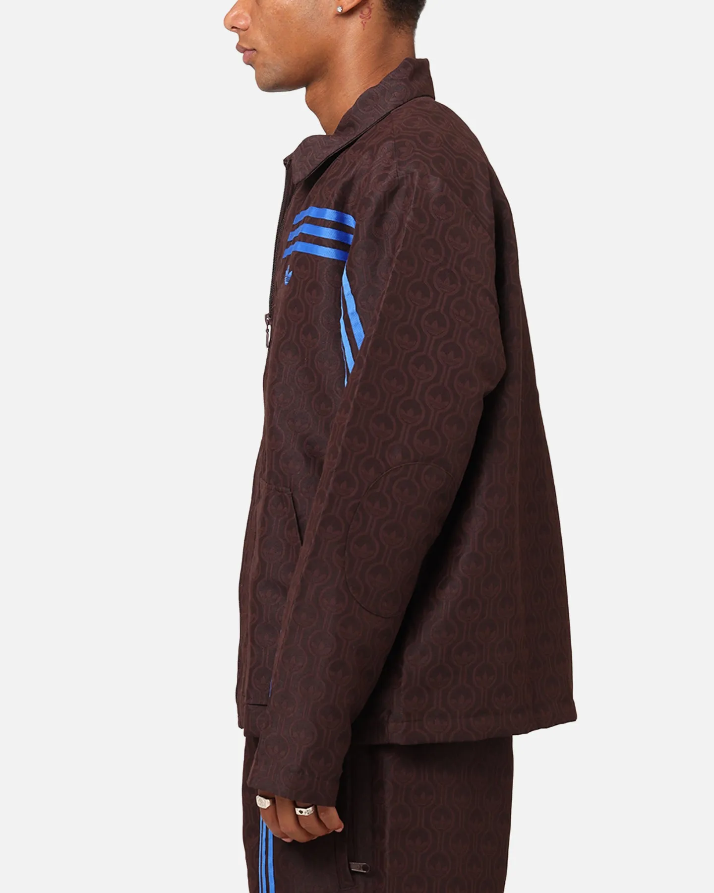 Adidas Originals 70's Club Jacket Brown Stretchable Fabric Hearing-aid
