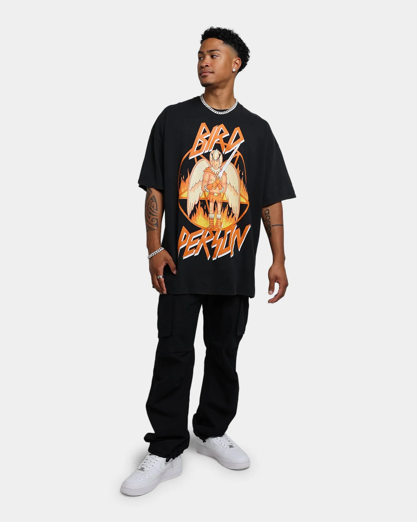 Effortless Daywear Drop Shoulder Cut Goat Crew X Rick And Morty Bird Person Vintage T-Shirt Black Wash