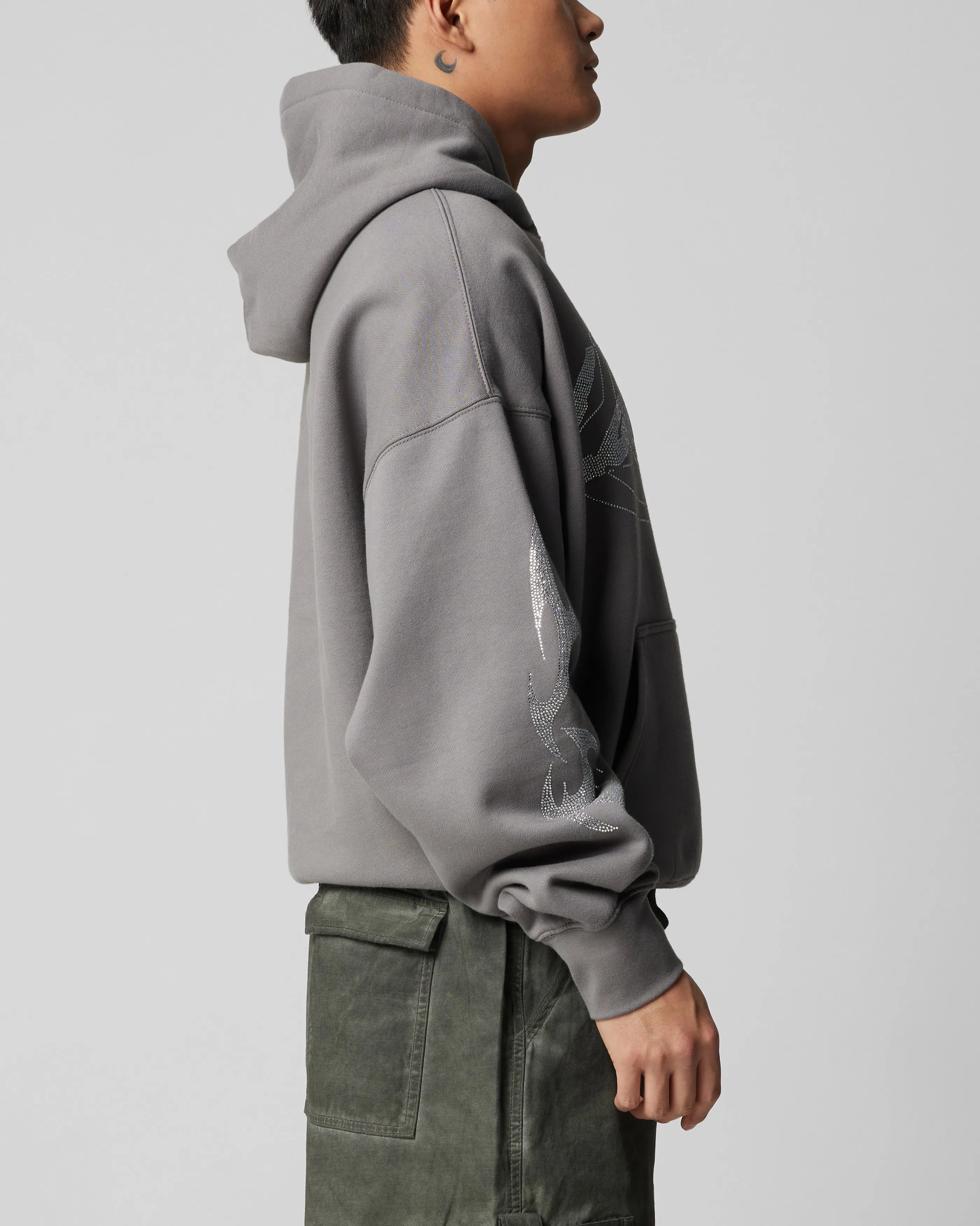 Loiter Atlantic Rhinestone Hoodie Charcoal Belt loops
