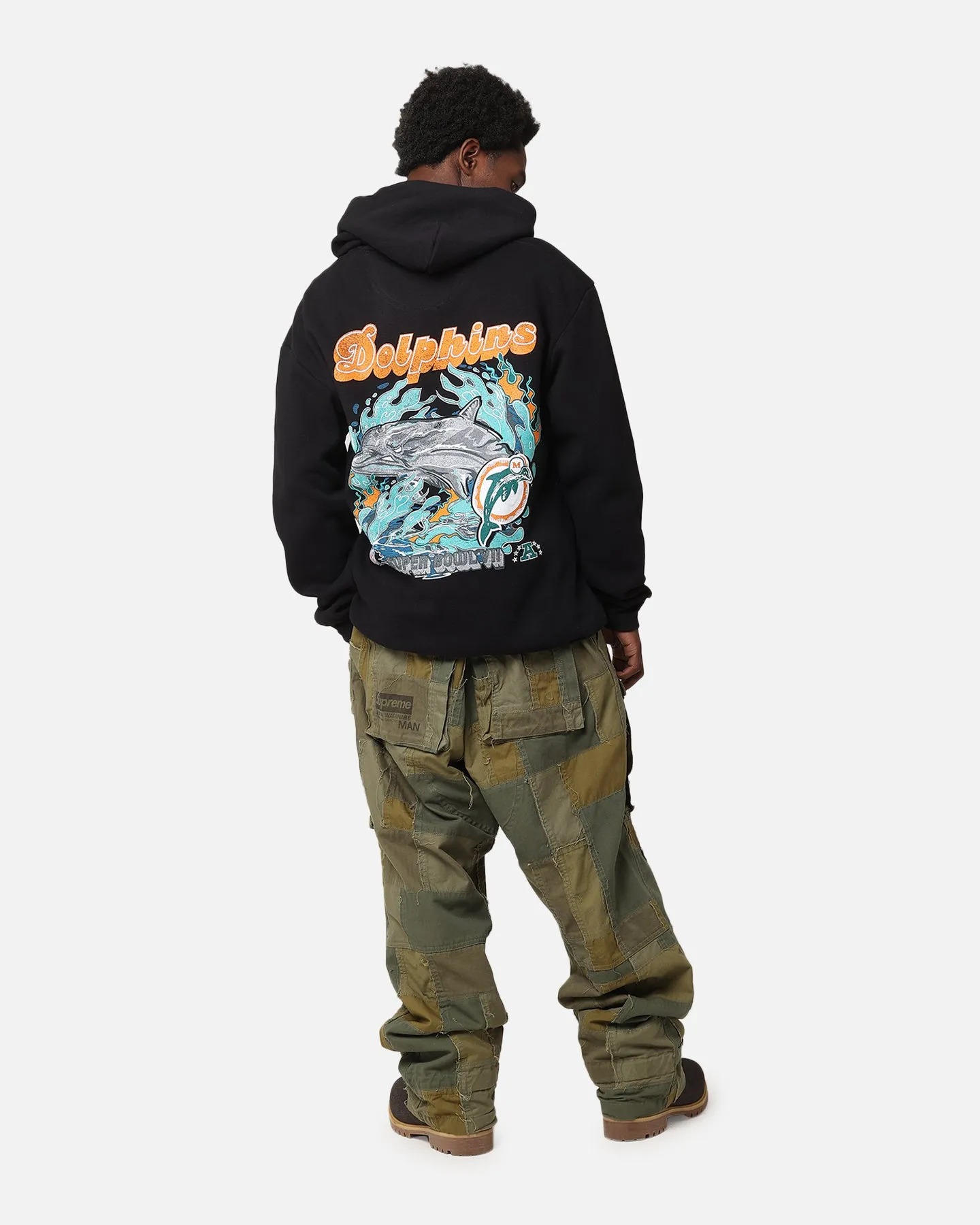 Mitchell & Ness Miami Dolphins 'Alter Ego' Flames Hoodie Faded Black Work From Home Trend Fashion
