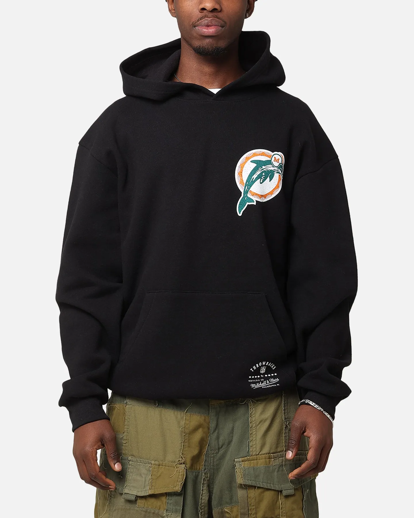 Zippered Front Closure Mitchell & Ness Miami Dolphins 'Alter Ego' Flames Hoodie Faded Black