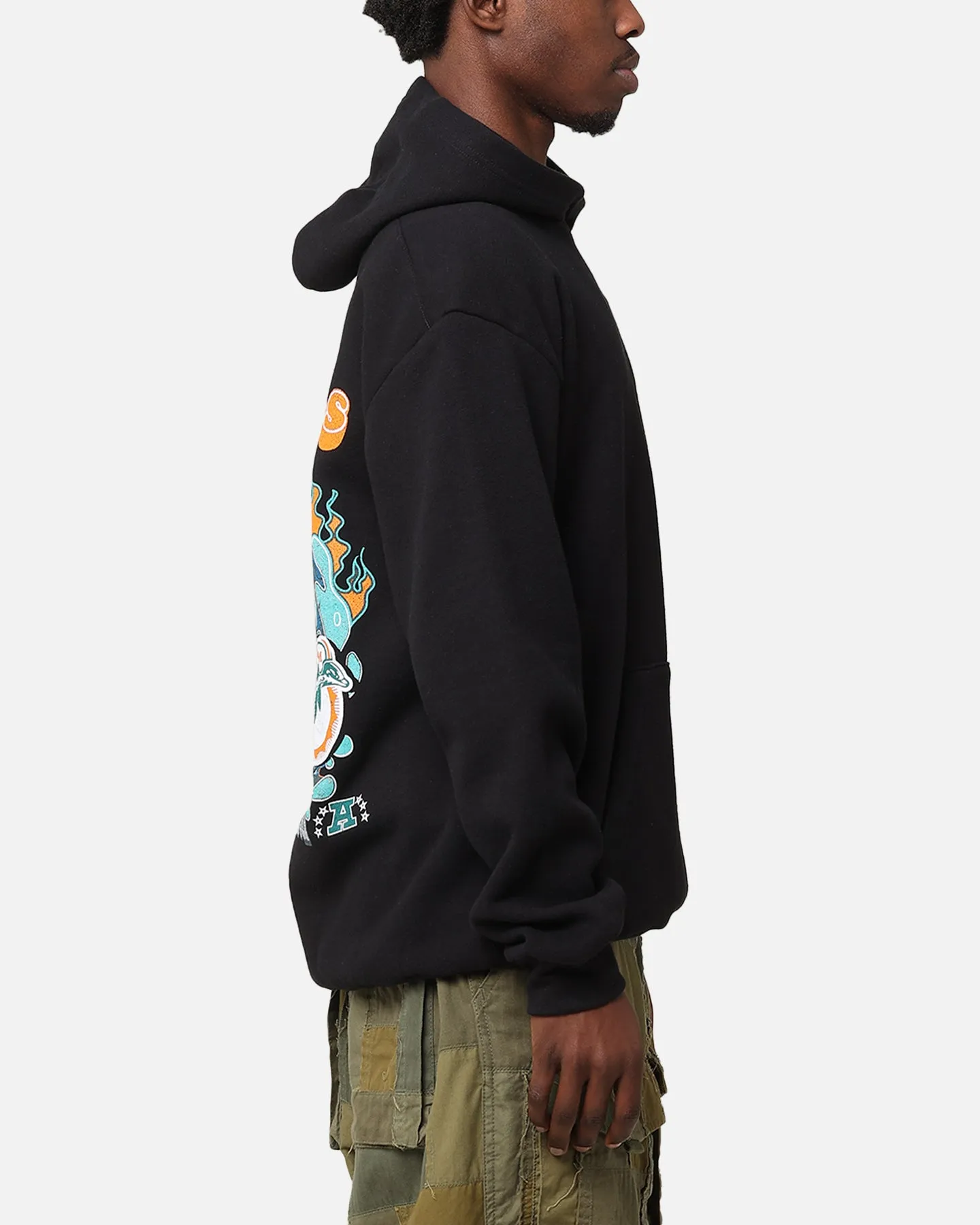 Mitchell & Ness Miami Dolphins 'Alter Ego' Flames Hoodie Faded Black Comfort Wear Freedom of movement